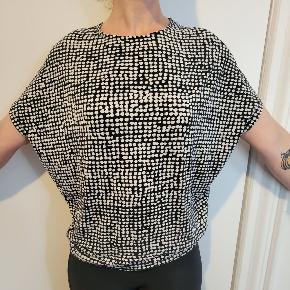 Marimekko B&W Patterned Batwing Blouse